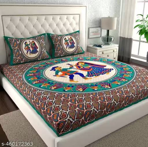100% Cotton bedsheets Rajasthani Jaipuri Double bed Size #Bedsheets Set of 1 Double #Bedsheets with 2 Pillow Covers (Multicolour) - 180 TC
