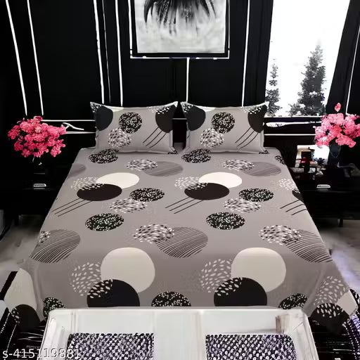 Ultra Soft Fully Elastic Fitted King Size Cotton Double Bedsheet With Two Pillow Covers (72*78 Inches- fits upto 8 inches mattress )