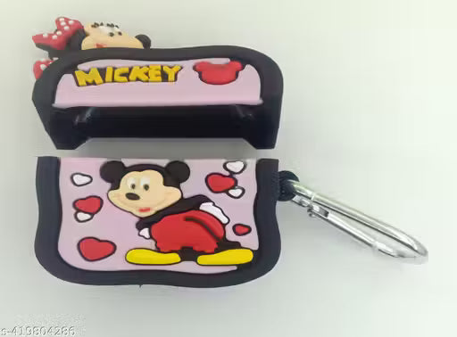 Soft Silicone Cartoon Character Cover with Keychain Protective Case Compatible with Earpods Pro and Pro 2