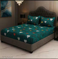 A.M Trading 320 TC Cotton Feel All Around Elastic Fitted Floral Bedsheets King Size, Premium Fitted Bedsheets King Size for Double Bed with 2 Pillow Covers, Size- 78" x 72"