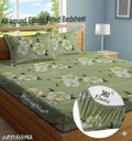 Super Soft Glace Cotton All Round Elastic Fitted Double Bed Bedsheet with 2 Pillow Covers-72x78x8 Inches-fiteed_Double