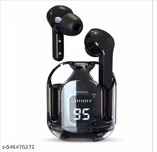 Transparent Gaming TWS Wireless Earbuds with LED Battery Display | Bluetooth 5.3 Earphones | Touch Control | Deep Bass | Stylish Ear Pods for Android