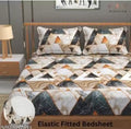 Double bed fitted bedsheet with two pillow cover
