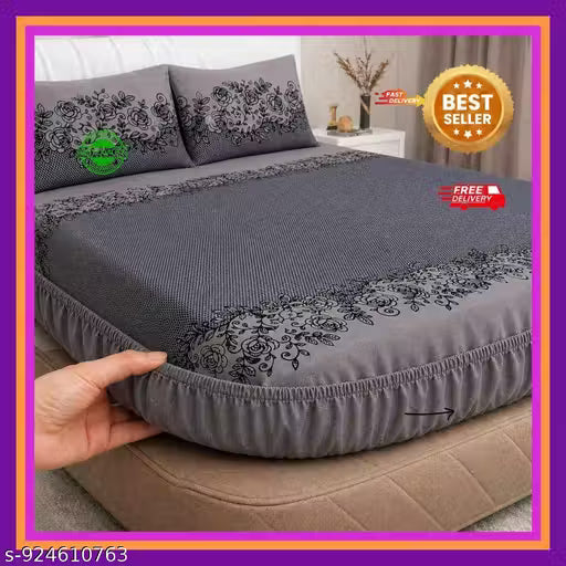 fitted double bedsheet with 2 pillow covers
