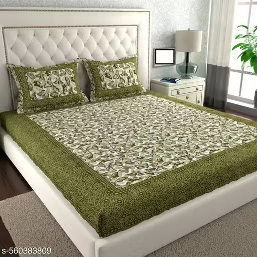 100% Pure Cotton Jaipuri Printed Double Bedsheet With 2 Pillow Covers And Single Bedsheet With 1 Pillow Cover