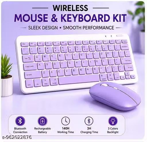 Wireless Bluetooth Keyboard and Mouse Combo | Rechargeable Silent Keyboard Mouse Set with 3 Color Backlight, Bluetooth Connectivity,