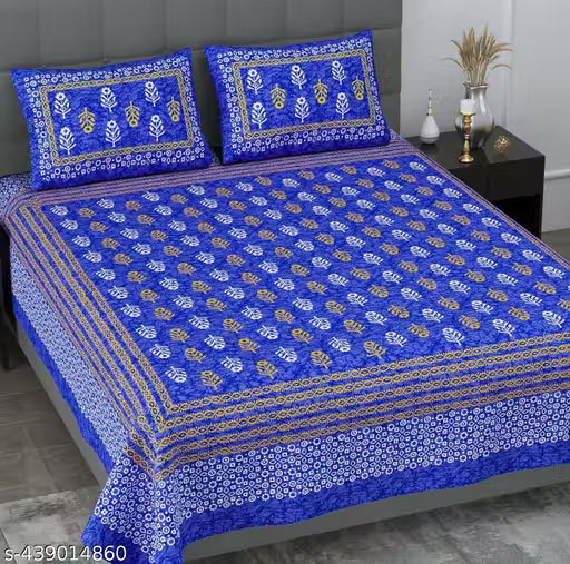 Jaipuri Cotton Double Bed Sheet 2 Pillow Covers