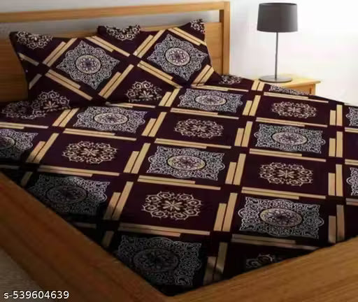 Super Soft Glace Cotton All Round Elastic Fitted Double Bed Bedsheet with 2 Pillow Covers-72x78x8 Inches-fiteed_Double
