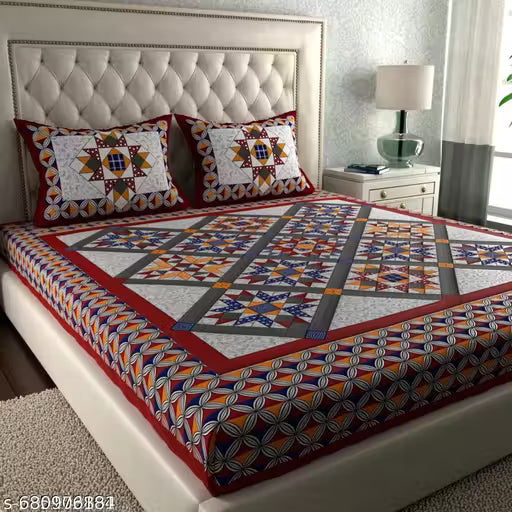 100% Pure Cotton Jaipuri Printed Single Bedsheet With 1 Pillow Cover OR Double Bedsheet With 2 Pillow Covers