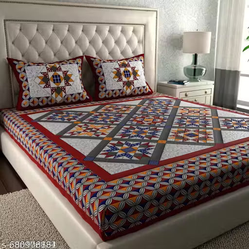 100% Pure Cotton Jaipuri Printed Single Bedsheet With 1 Pillow Cover OR Double Bedsheet With 2 Pillow Covers