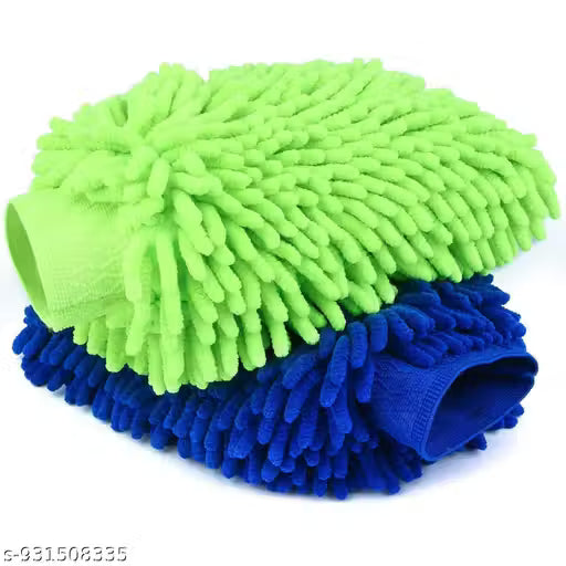 Double Sided Microfiber Cleaning Gloves | Car Wash Mitt for Cleaning and Dusting | Chenille Mitt Cleaning Gloves | Extra Large, Professional Grade