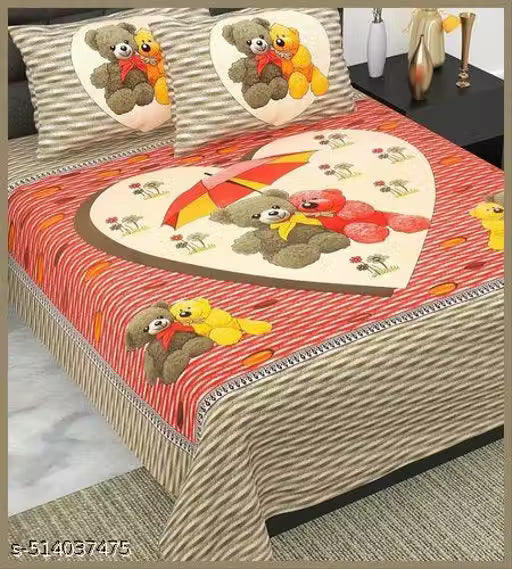 Jaipuri Printed Double Bed Cotton Bedsheet With 2 Pillow Covers