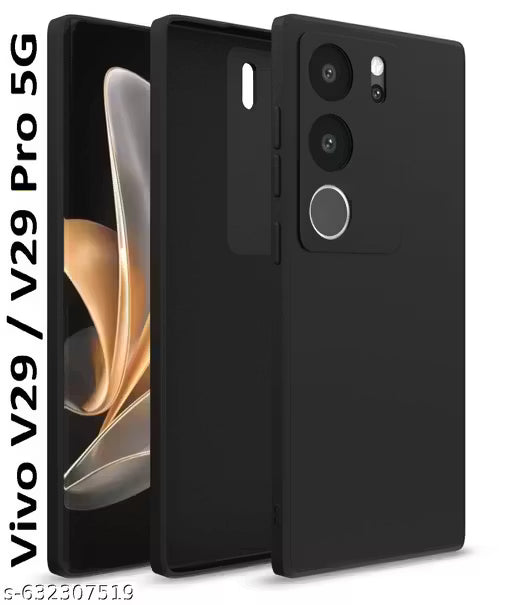 Mobiclonics Back Cover for Vivo V29 / Vivo V29 Pro 5G | Camera Protection Shockproof Soft Matte Bumper Case (Black)