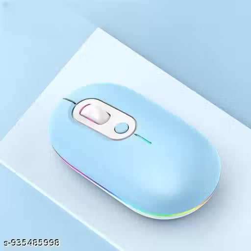 Dual Mode Wireless RGB Mouse with USB Nano Receiver | 2.4G USB Silent Click and 1600 DPI Adjustable Sensor Multi-Color RGB Light Portable Mouse for Laptop &Desktop (Blue)