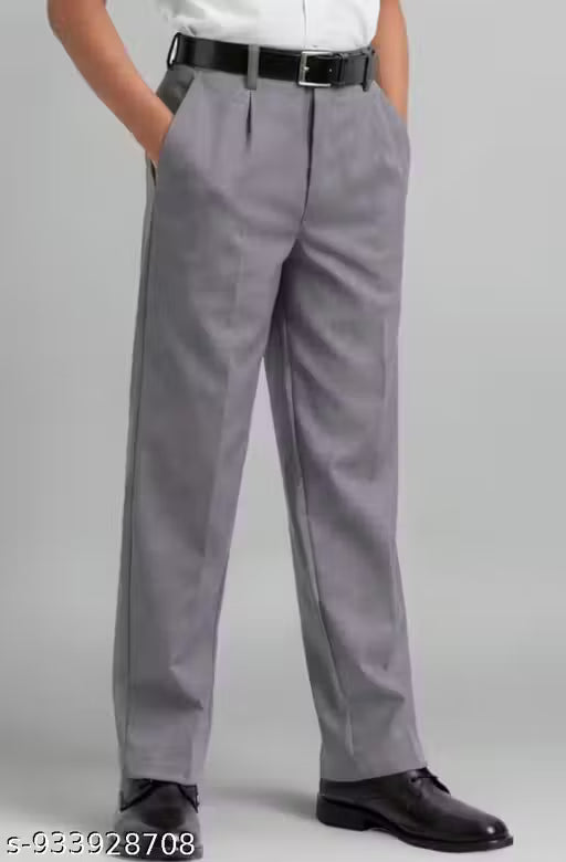 Boys Grey Uniform School Trousers | Formal School Pants for Boys 4-16 Years | Cotton Blend Regular Fit School Wear Bottoms | Comfortable & Durable Daily Uniform Pants
