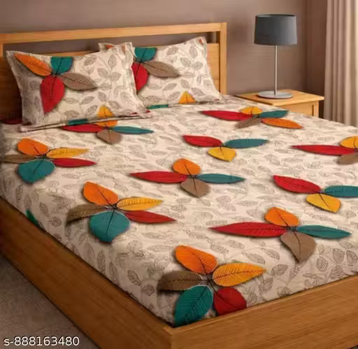 Glace-Cotton Bedsheet For Single/Double Bed With Pillow Covers