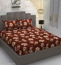 Super Soft Glace Cotton All Round Elastic Fitted Double Bed Bedsheet with 2 Pillow Covers-72x78x8 Inches-fiteed_Double