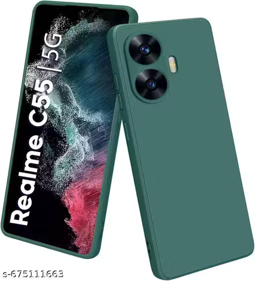 Silicone Cloth Back Cover For Realme C55 (Green)