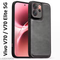 Rock Zone Back Cover for Vivo V70 Elite 5G / V70 5G | PU Leather, Full Camera Protection, Super Soft-Touch & Raised Edges Bumper Case - Grey