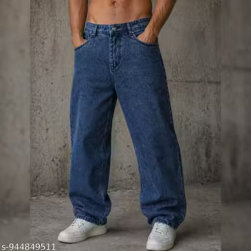 Sindon Men's Baggy Wide-Leg Casual Denim Jeans