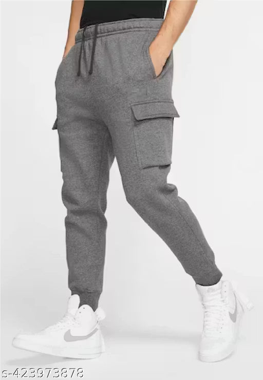 KAFF Mens Casual wear Cargo pocket Track pant- charcoal