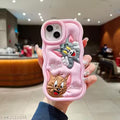 Elevate Cute Case Cover Compatible for i Phone 15, 3D Fun Cartoon Tom & Jerry Design Case with 360 Camera Protection and Shockproof - Baby Pink