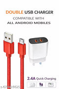 Double USB Fast Mobile Charger with Micro USB Cable | Charging Adapter for All Android Mobiles
