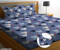 N.S 250 TC Fitted Elastic Bedsheet with 2 Pillow Covers All Aound Elastic Fitted Double Bedsheet with 2 Pillow Covers-72x76x6 Inches-Fitted Bedsheet