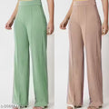 Trendy high-rise bell-bottoms with high-waisted bootcut trousers, jeans, pant & palazzo for women Combo of 2