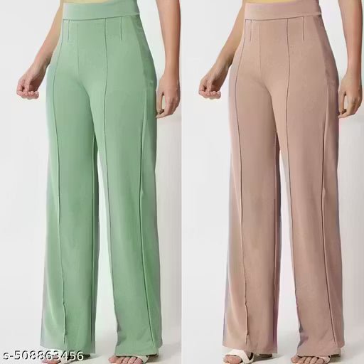 Trendy high-rise bell-bottoms with high-waisted bootcut trousers, jeans, pant & palazzo for women Combo of 2