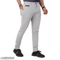 Mens Light Grey Color Lycra Branded Track Pans with Chain Pockets