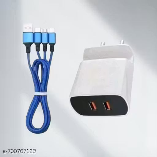 (Pack of 1) 3.0A Fast Charger Cord, Multiple Charging Cable 4Ft/1.2m 3-in-1 USB Charge Cord with Phone/Type C