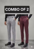 Men's Stylish Lower Pants | PacTrack k of 2 Men Regular Fit Lycra Blend Trousers | Regular Fit Lycra Blend Trousers for Men