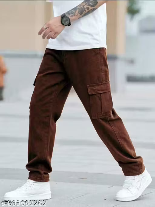 Mens Brown Cargo Mom Fit Jeans