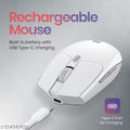 Portronics Toad 36 Wireless Mouse, 2.4GHz, Rechargeable, 6 Buttons, 1600 DPI, Ergonomic Thumb Support, Universal Compatibilty, Built-in-Battery, for (White)
