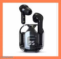 Transparent Wireless Earbuds with LED Battery Display & Deep Bass