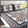 Jaipuri Printed Cotton Bedsheet With 2 Pillow Covers | Double/Queen Size Premium Traditional Designer Bedsheet | Soft Breathable All Season King Bedding Set Best Quality