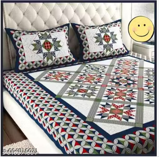 Jaipuri Printed Cotton Bedsheet With 2 Pillow Covers | Double/Queen Size Premium Traditional Designer Bedsheet | Soft Breathable All Season King Bedding Set Best Quality