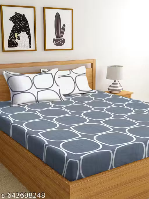 Double Bed Flat size Bedsheet with 2 matching pillow covers ( single bedsheet with 1 pillow cover )