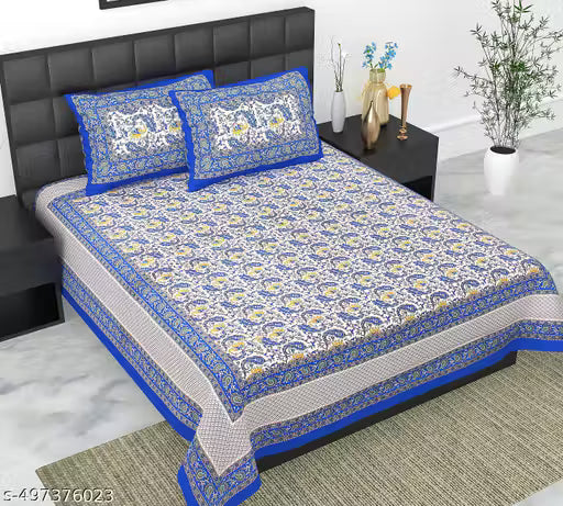 Jaipuri Cotton Double Bedsheet with 2 Pillow Cover | bedsheet |bedsheet double bed | double bed bedsheet