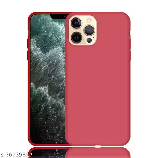 Genuine Accessories Colorful Premium Feel Matte Finish (Cushion inside) Soft Silicone Anti Slip Soft Fabric OG Case Back Cover for Apple iPhone 12 Pro (Shade - Fashion Red)