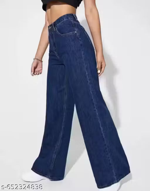 trending stylish straight fit wide-leg blue jeans for women , boy friend jeans,regular jeans,skinny fit jean,