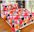 Rudraksh Textiles Multi Triangle Double Bedsheet|Bedsheet with 2 Pillow Cover|Cotton 3d Printed Bed Sheet|Pure Cotton Size Double BedSheets with Cover