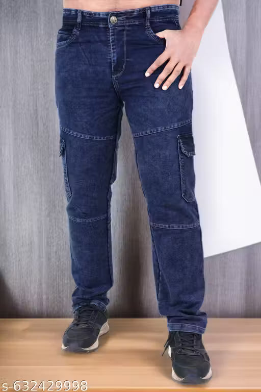 Men’s Stylish Cargo Jeans – Trendy Fit Denim Pants