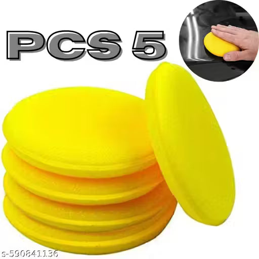 Car Polish Sponge Multipurpose Car Foam Wax Applicator Polish Pad Soft Car Clean Wax Sponge Used for Detailing Polish for Bike and Car Dashboard Round Pads - Pack of (5)