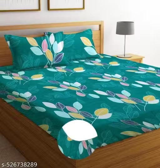 Manvi Decor makes this attractive double fitted bedsheet with 2 large pillow covers. Bedsheet gets proper comfortable even for 8 inches mattress.