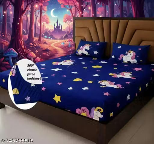All Around Fitted Elastic Bedsheet With 2 Pillow Covers