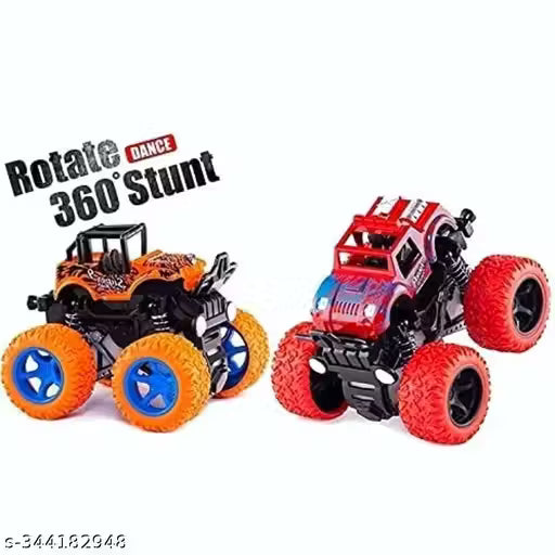 (Pack of-2/Multicolor) STRIVE ENTERPRISE Monster Truck Friction Powered Cars Toys, 360 Degree Stunt 4wd Cars Push go Truck for Toddlers Kids Gift