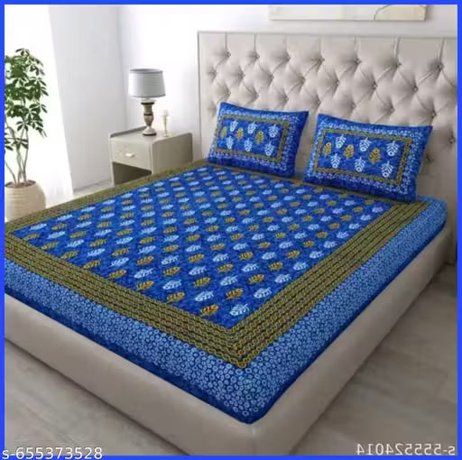 Rajasthani 100% Jaipuri cotton King size Double bedsheet with 2 pillow cover