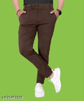 Men's Solid Brown trackpant with best quality.Men's Coffee Brown Trousers.Formal Slim Fit